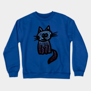 Smiling kitty in blue Crewneck Sweatshirt